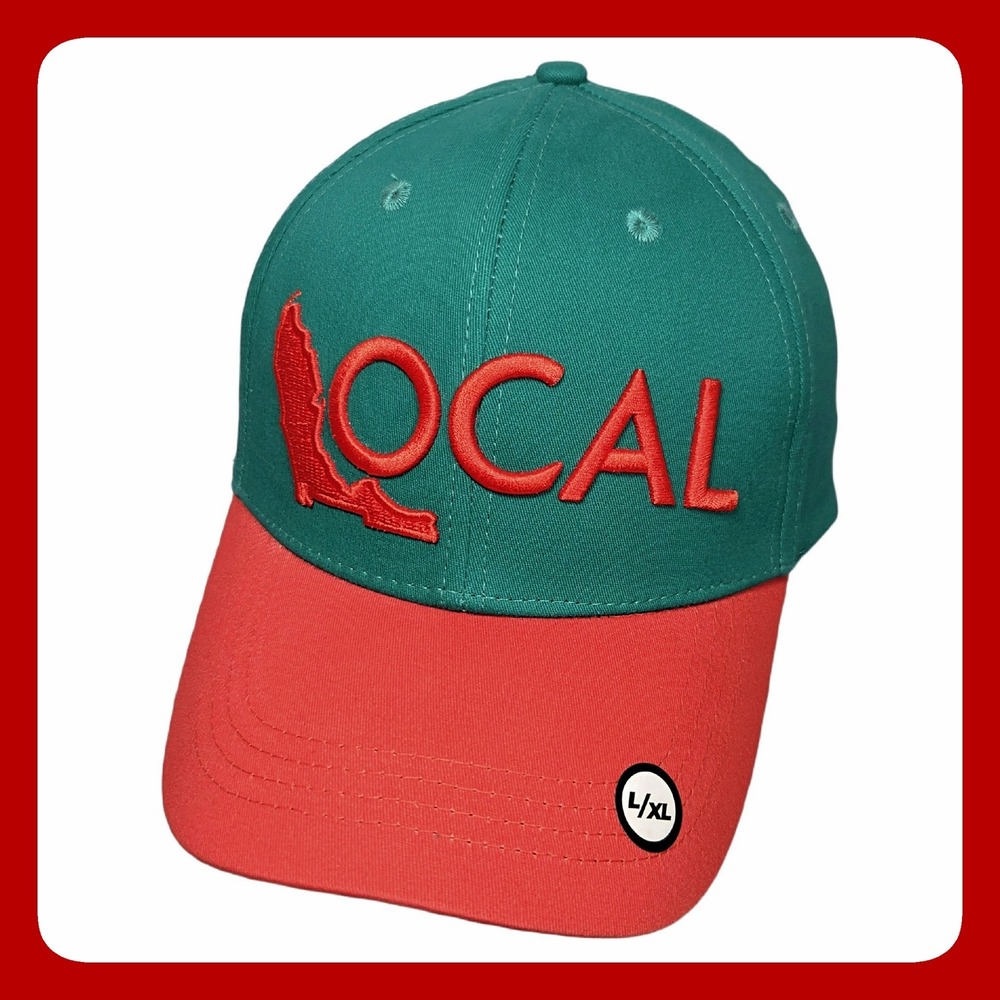 Local Brand Florida Hat L/XL Green Orange Embroidered Stretch Fit Cap Baseball